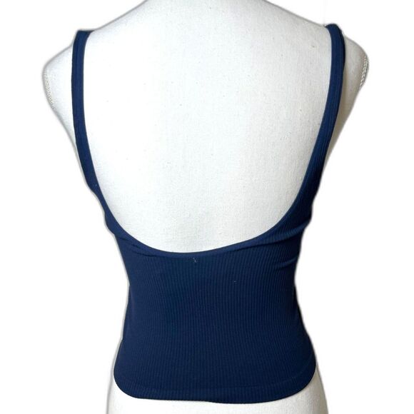 Free People Intimately Meg Crop Top Navy Blue Tank Bra Size M/L Y2K Boho NWOT - Picture 5 of 6